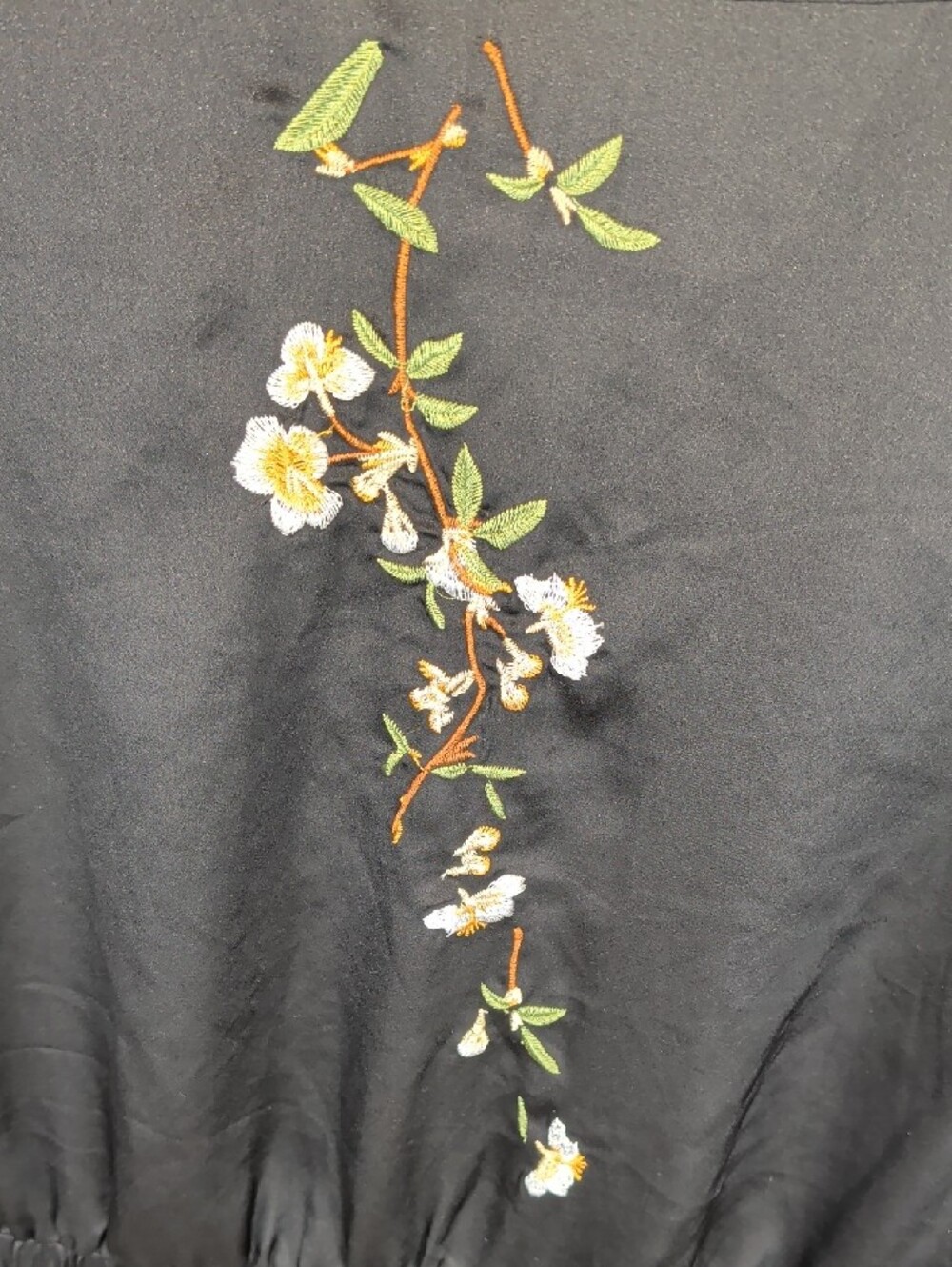 Missguided Black Satin Floral Embroidered Long Sleeve Romper Small NWOT 🖤 - Picture 6 of 14